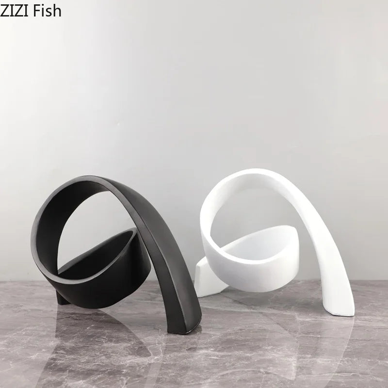 Afralia™ Twisted Circular Ring Sculpture Desk Decoration | Abstract Room Aesthetics Décor