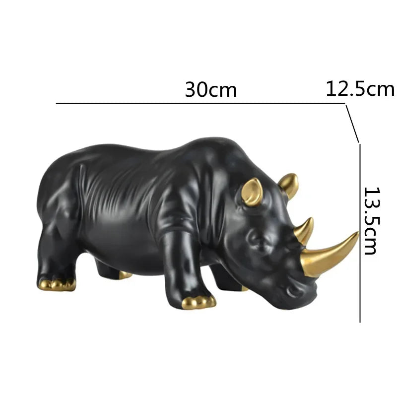 Afralia™ White Rhino Ceramic Animal Sculpture Home Decor Accent
