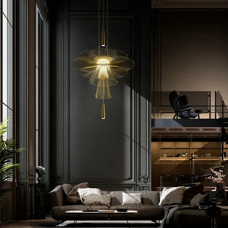 Afralia™ Metal Cord Pendant Chandelier for Loft Luxury Living.