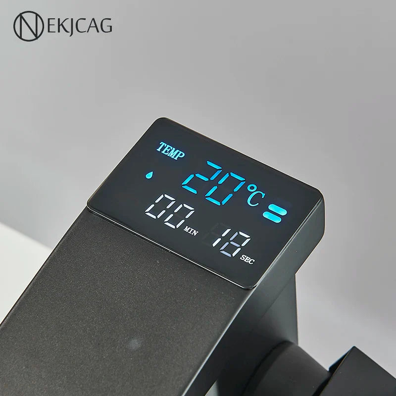 Afralia™ LED Waterfall Basin Faucet Hot Cold Mixer Tap for Bathroom Deck Installation