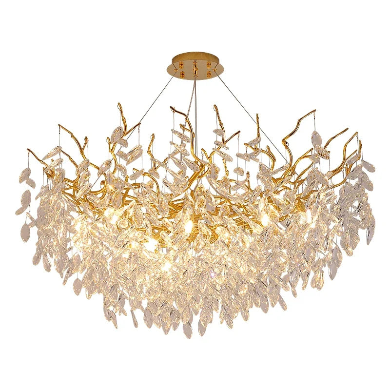 Afralia™ Gold Crystal Chandeliers for Dining Room Branch Hanging Lamp Large Lighting