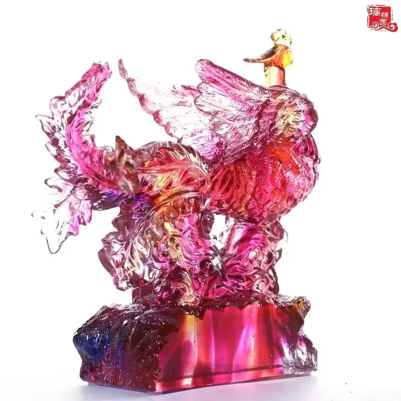 Afralia™ Phoenix Dance Glass Bath for Wealth Feng Shui Ornament