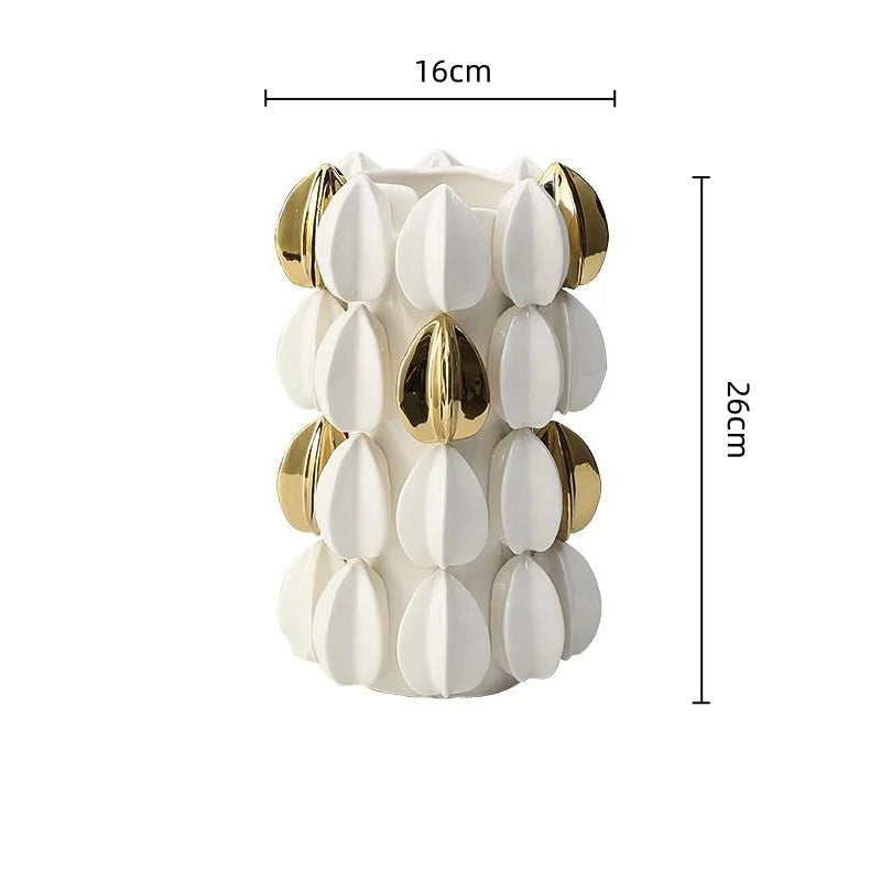 Afralia™ Lemon Carambola Ceramic Vase Gold-Plated Fruit Shape Creative Home Decor