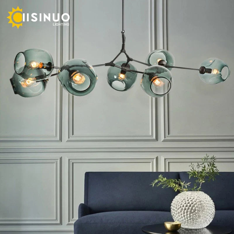 Afralia™ Molecular Design Glass Chandelier Ceiling Pendant for Luxury Living & Dining Rooms