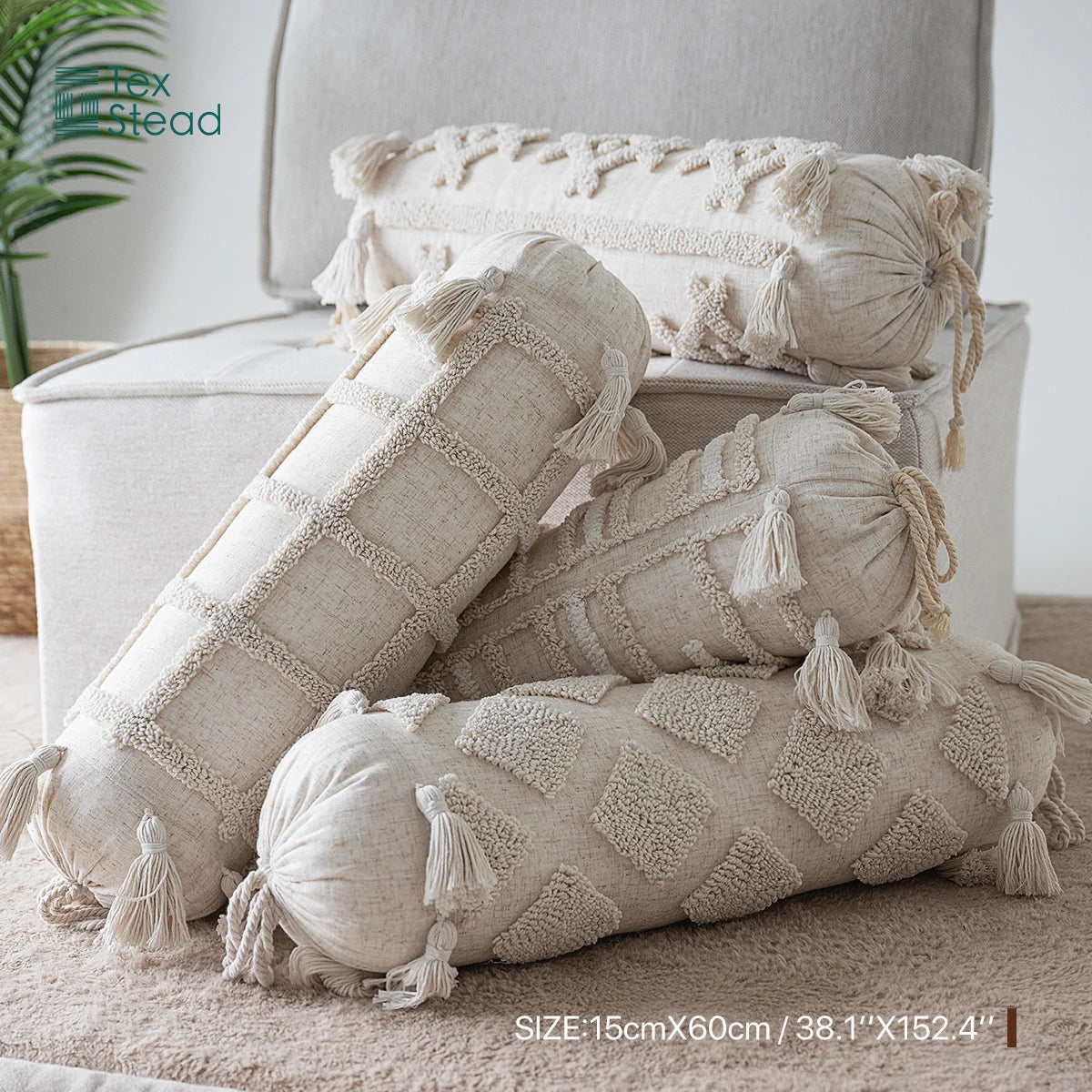 Afralia™ Boho Tufted Tassel Lumbar Throw Pillow