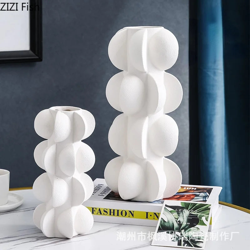 Afralia™ Geometric Spiral Resin Vase - Black and White Flower Vase for Home Decor