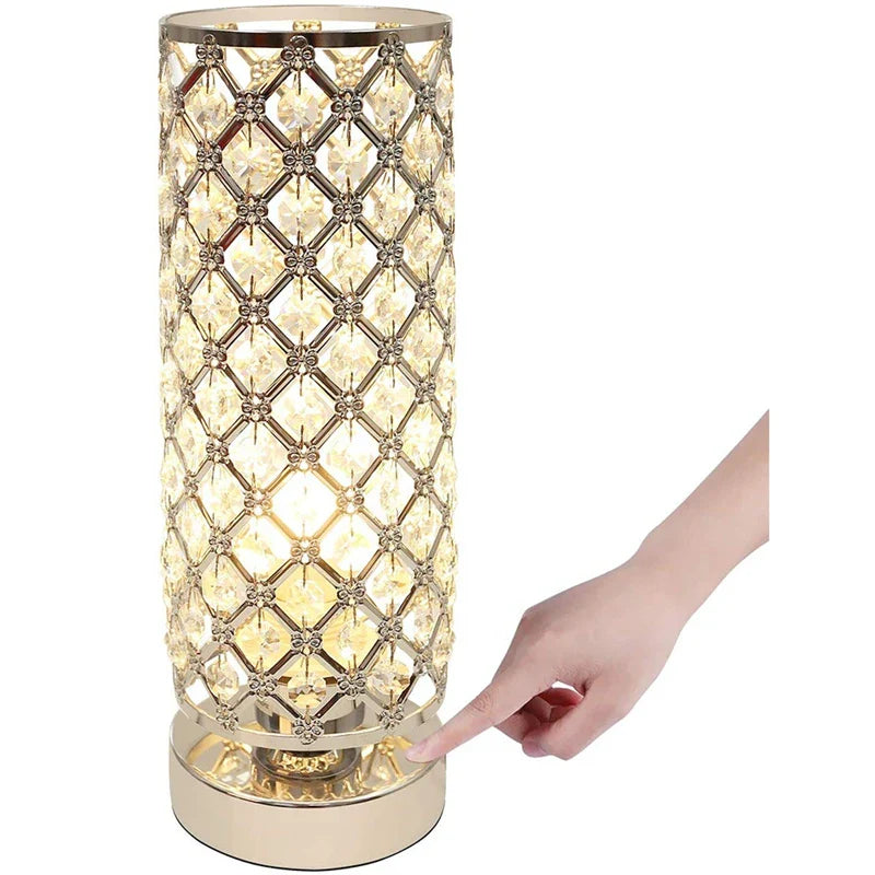 Afralia™ Crystal Touch Bedside Lamp Dimmable USB Charging Eye-Protection Design