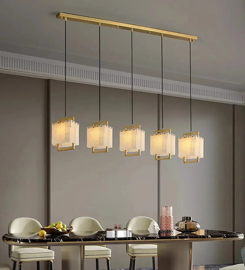 Afralia™ Marble LED Living Room Chandelier: Modern Staircase Loft Pendant Light & Dining Room Fixture