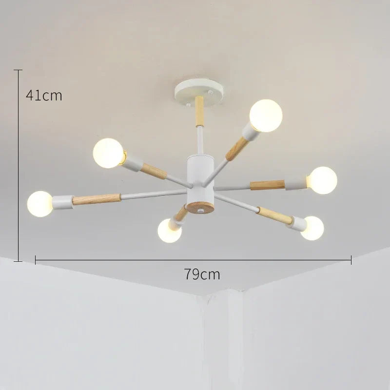 Afralia™ LED Ceiling Lights with Wooden Lampshades for Modern Livingroom and Bedroom