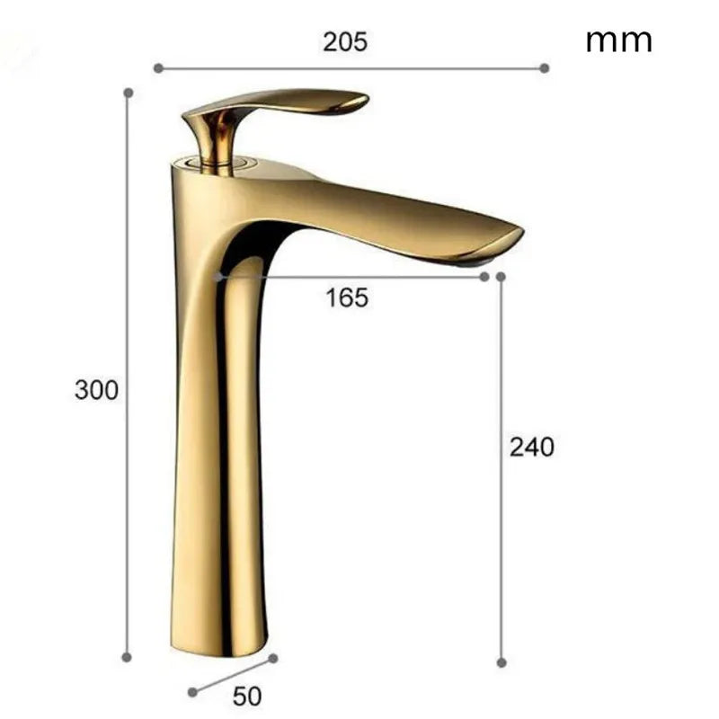 Afralia™ Gold Basin Faucet Single Handle Hot & Cold Mixer Tap Deck Mounted