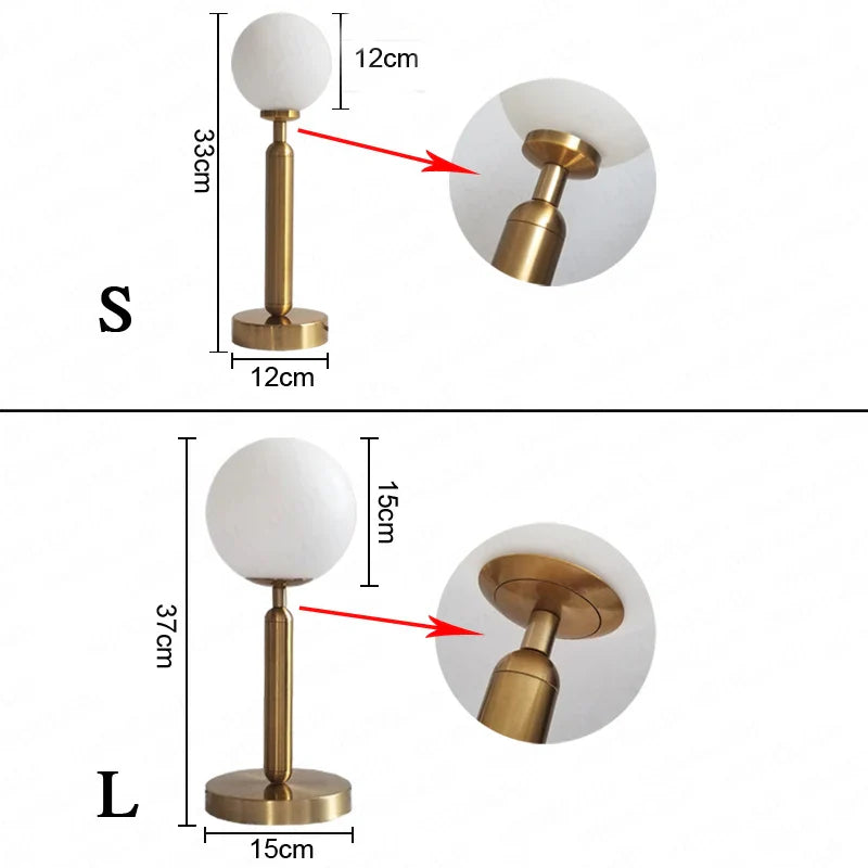 Afralia™ LED Glass Ball Brass Table Lamp for Luxury Home Decor Bedrooms & Offices