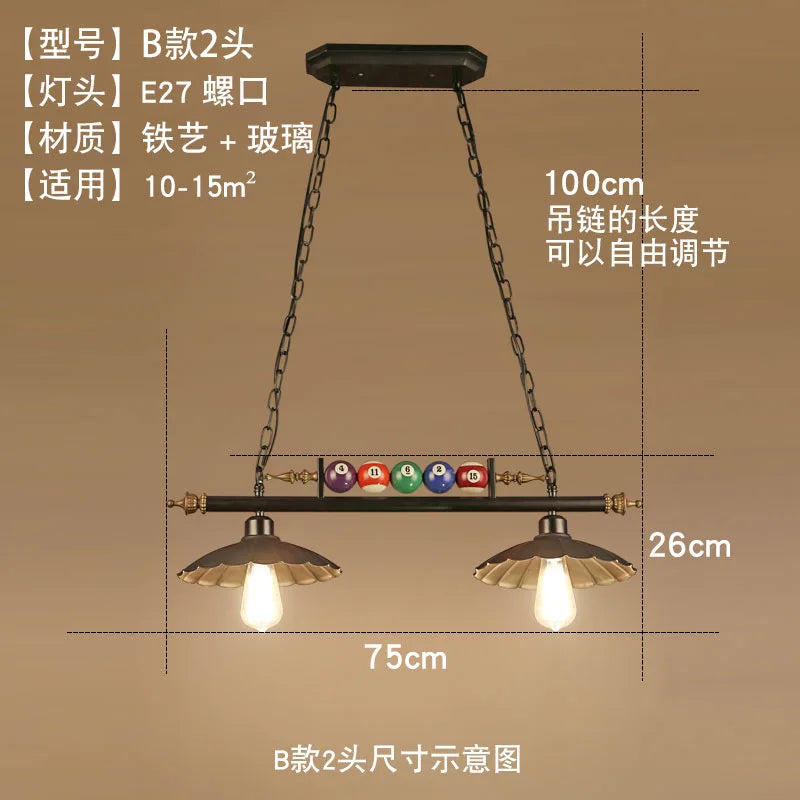 Afralia™ Vintage Billiard Pendant Lights Industrial Hanging Lamp for Cafe Loft Salon