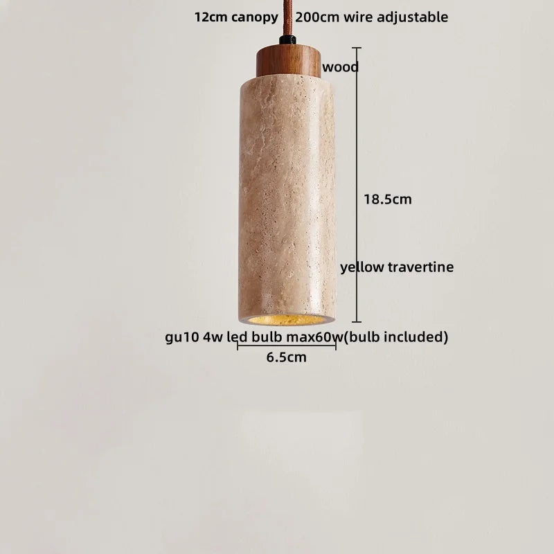 Afralia™ Yellow Travertine LED Pendant Light: Modern Nordic Hang Lamp with White Glass