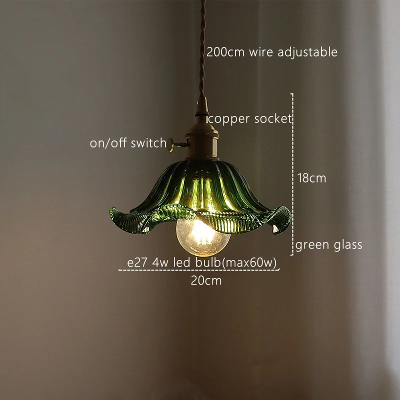 Afralia™ Green Stripe Glass Pendant Lamp Fixture for Home Decor & Kitchen Lighting