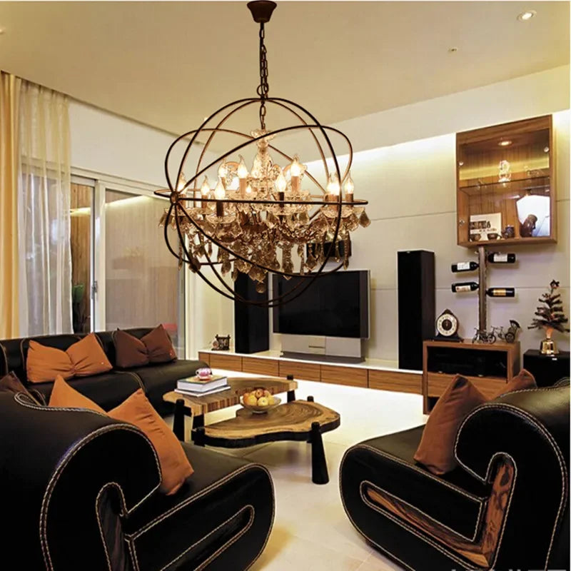 Afralia™ Crystal Chandelier E14 LED Lustre for Living Room Bedroom Kitchen Island