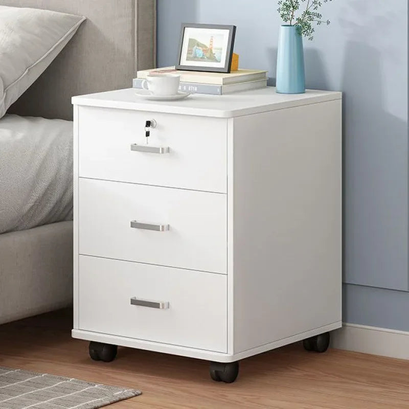Afralia™ Mobile Under-Table Storage Cabinet with Lock, Wooden Low Drawer, Printer Cabinet