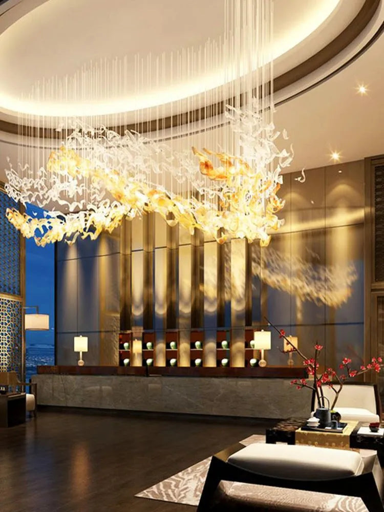 Afralia™ Spiral Glass Chandelier: Nordic Luxury Villa Pendent Lamp for Modern Bar and Restaurant