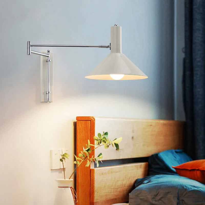 Afralia™ Industrial Metal Wall Lamp with Extendable Arms for Bedside Reading