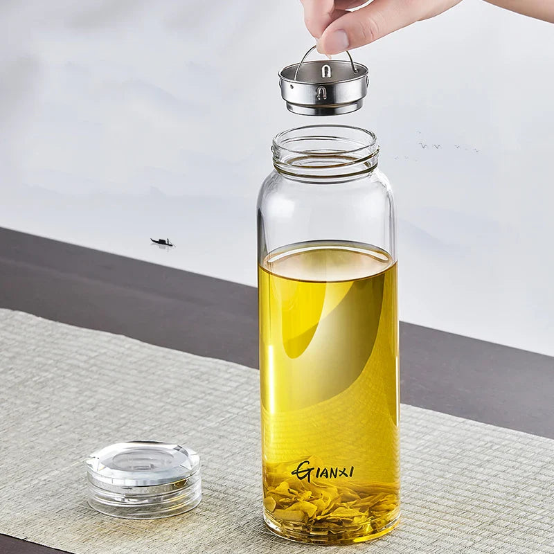 Afralia™ Glass Tea Bottle with Strainer and Lid
