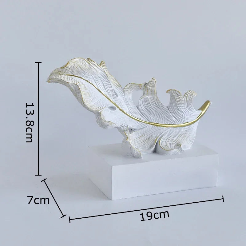 Afralia™ Phoenix Feather Resin Sculpture Desk Ornament for Aesthetic Room Decor