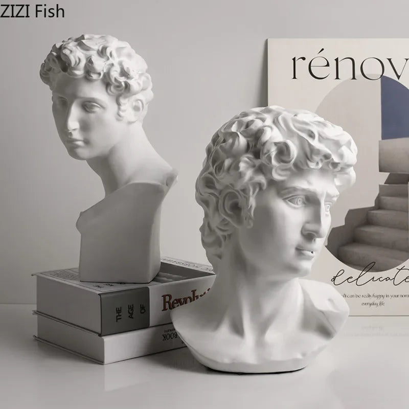 Afralia™ Resin Female Figure Sculpture Desk Ornament Room Decor White Creative Artwork