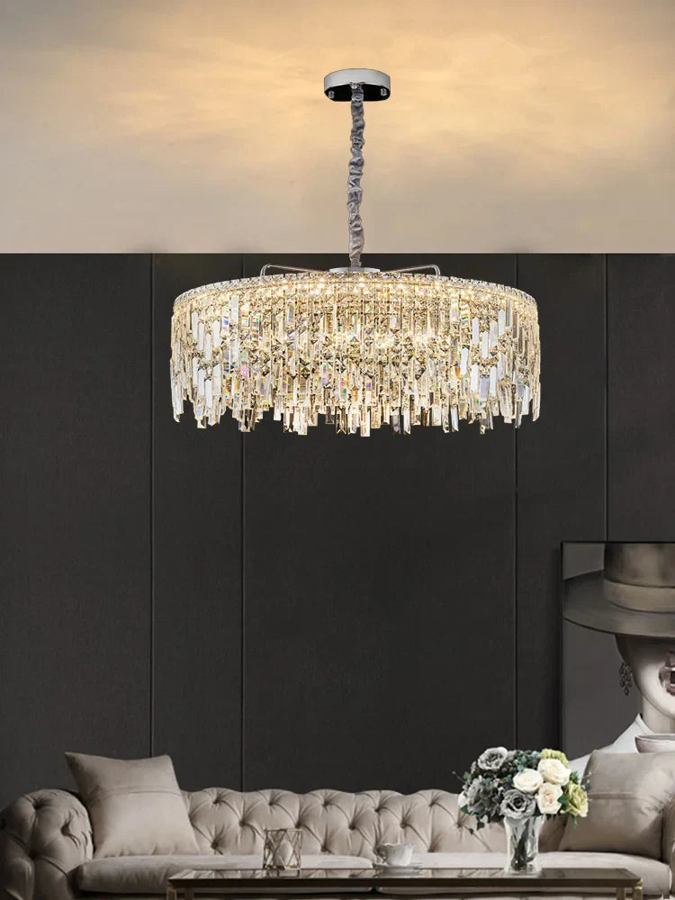 Afralia™ Luxury Crystal Round LED Chandelier 2024 | Creative Home Decor Lighting
