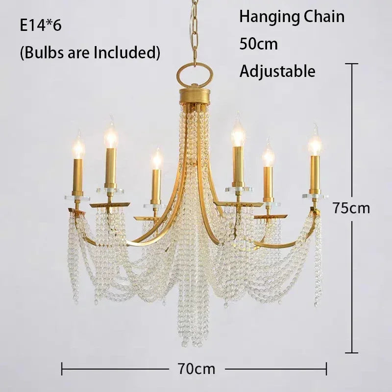 Afralia™ Crystal Candle Chandelier: Elegant Hanging Lamp for Villa, Dining Room, Bedroom, Living Room