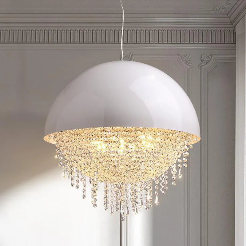 Afralia™ Crystal Tassel Iron Chandelier: Luxury LED Hanging Lamp for Living Room & Restaurant