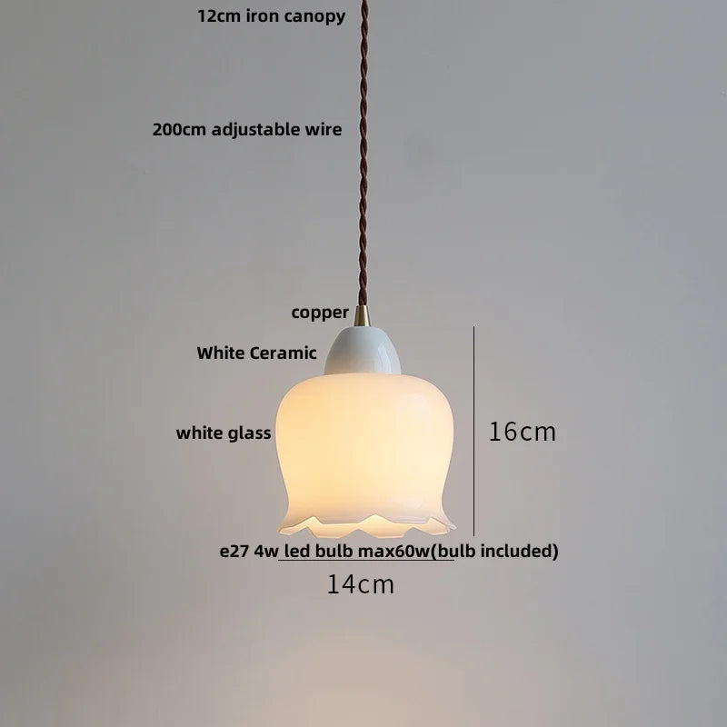 Afralia™ Ceramic Walnut Pendant Light with LED, Adjustable Hanging Lamp