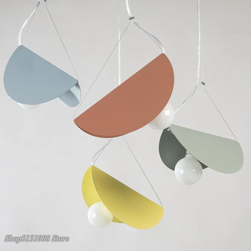 Afralia™ Geometric Iron Pendant Light for Dining Room Bedroom Children's Room