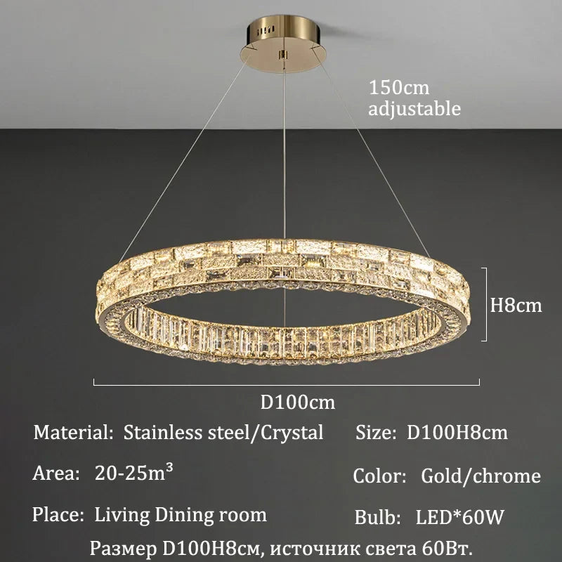 Afralia™ Crystal Chandeliers Led Lights Ceiling Lamp Suspension Chandelier Luxury Home Decor
