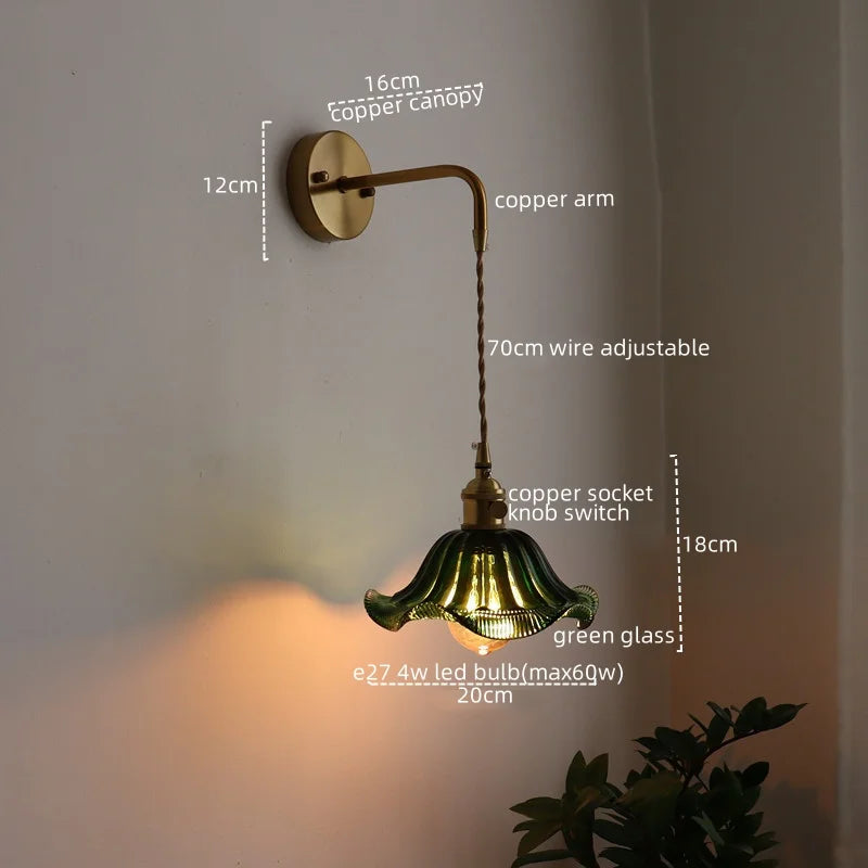 Afralia™ Nordic LED Glass Copper Wall Sconce Modern Living Room Bedroom Light
