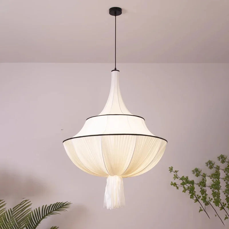 Afralia™ Wabi Sabi Fabric Chandelier LED Pendant Lights for Home Decor