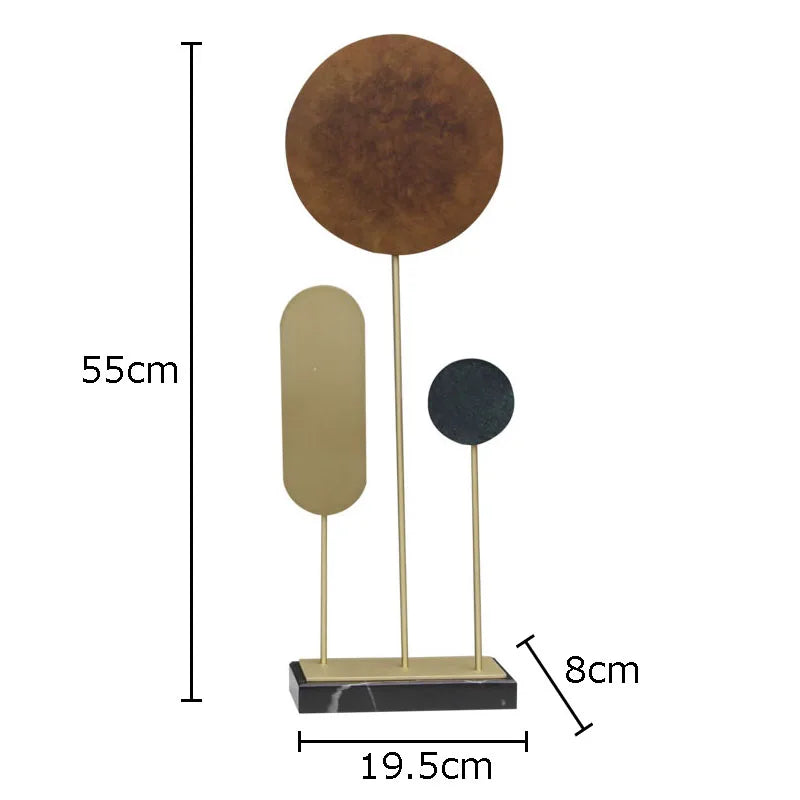 Afralia™ Geometric Alloy Crafts Marble Base Statue Modern Home Decor