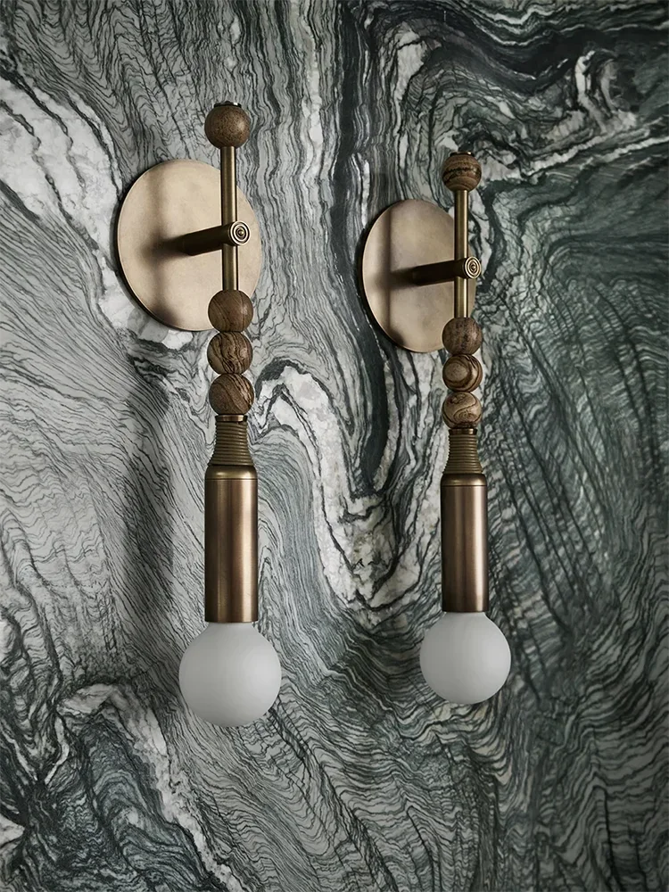 Afralia™ Bronze Marble Copper Wall Lamp for Artistic Indoor Lighting