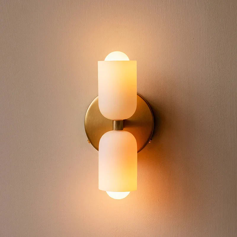 Afralia™ French Cream Double Headed Glass Wall Lamp for Bedroom and Living Room