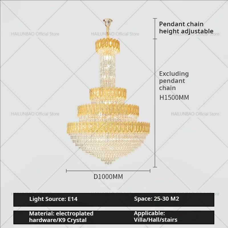 Afralia™ Postmodern Crystal Chandelier for Luxury Living Room and Hotel Lobby