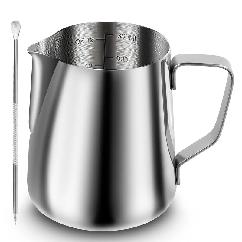 Afralia™ Stainless Steel Milk Frothing Pitcher 12oz with Decorating Pen