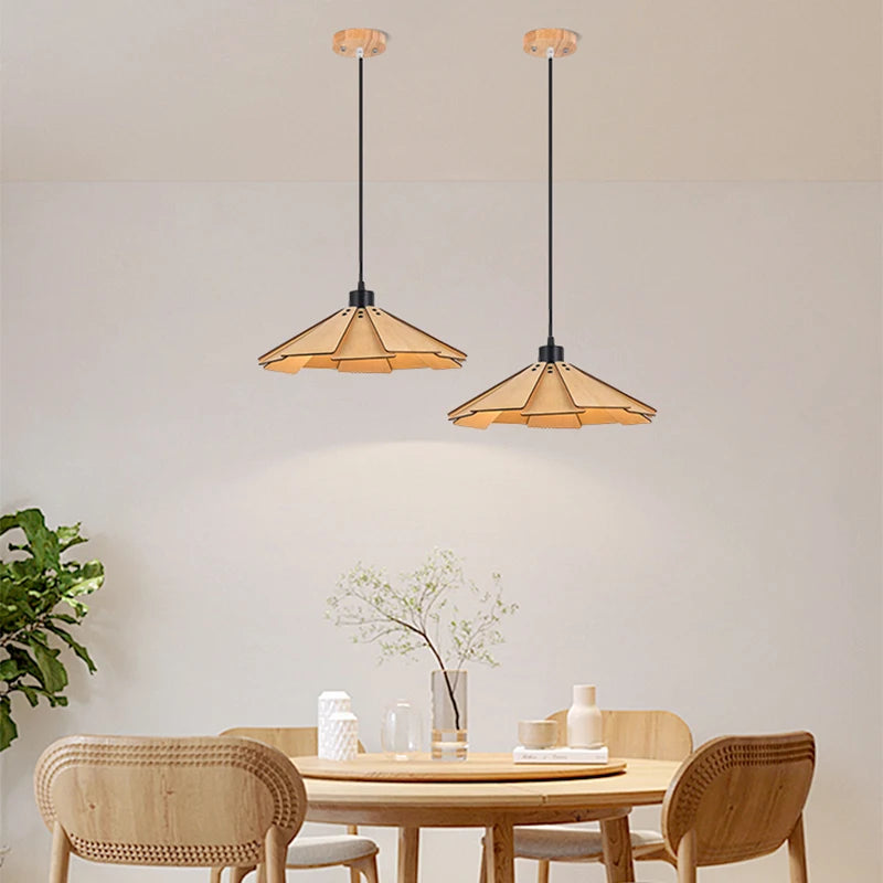 Afralia™ Retro Wooden Pendant Light