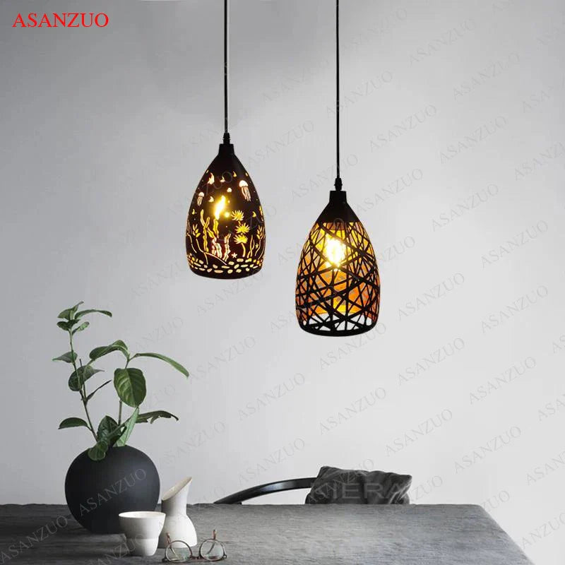 Afralia™ Nordic Hollow Metal Pendant Light for Dining Coffee Bar Kitchen