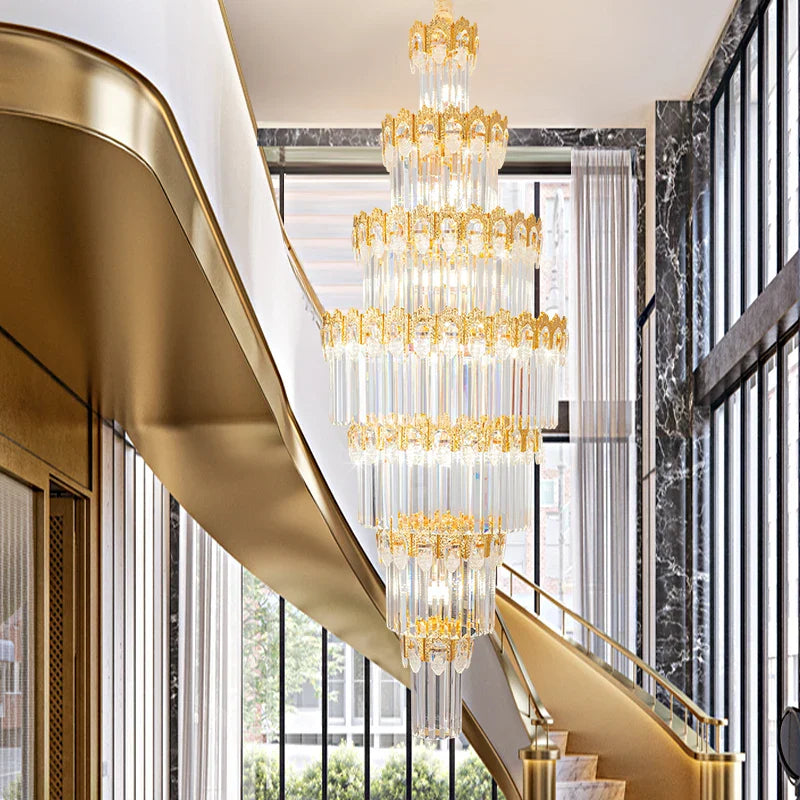 Afralia™ Crystal Staircase Chandelier: Luxurious European Style for Villa Living