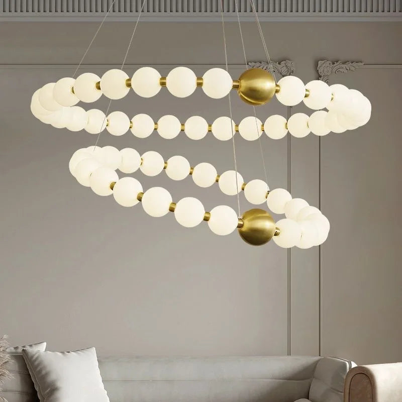 Afralia™ White Acrylic Shade Ball Pendant Light for Living Room, Kitchen Decor