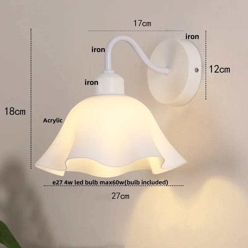 Afralia™ Glass Iron LED Wall Sconce Pull Chain Switch Stair Light Fixture for Bedroom