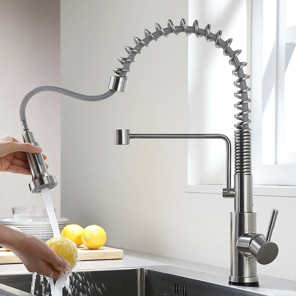 Afralia™ Brush Nickel Sensor Kitchen Faucet | Stainless Steel Smart Induction Tap with Touch Control