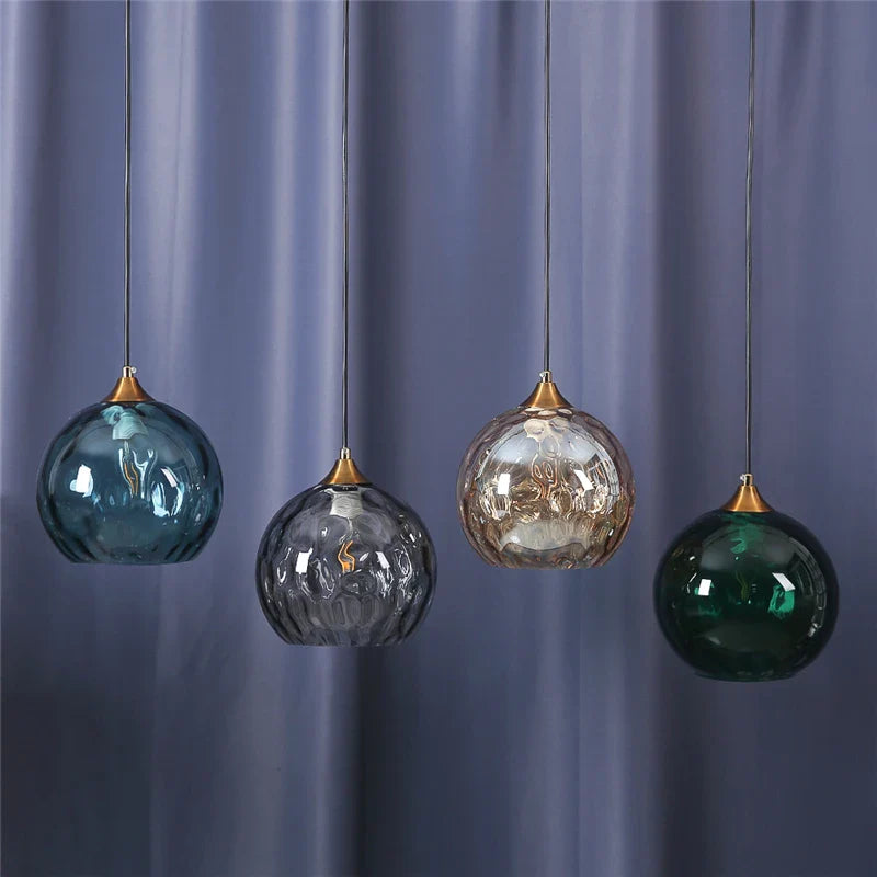 Afralia™ Glass Ball Pendant LED Chandelier for Bedroom Dining Room Kitchen