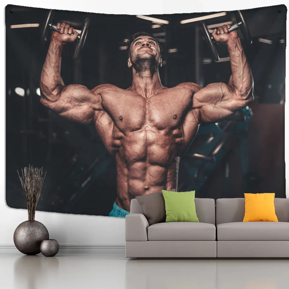 Afralia™ Mystery Muscle Man Tapestry Wall Hanging - Hippie Psychedelic Decor
