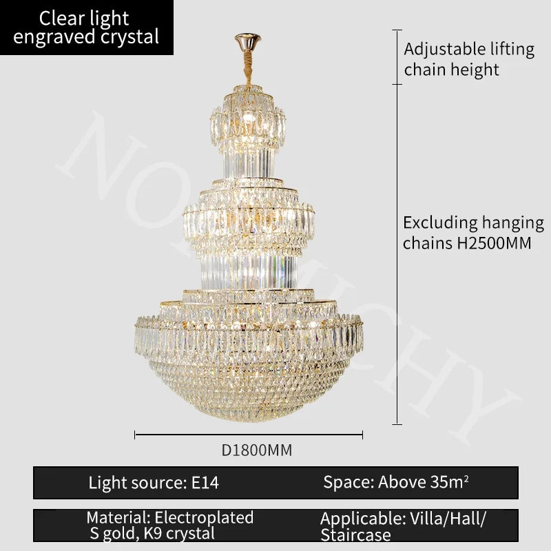 Afralia™ Crystal Hanging Lighting European Light Luxury Living Room Decor Luxury Hotel Lobby