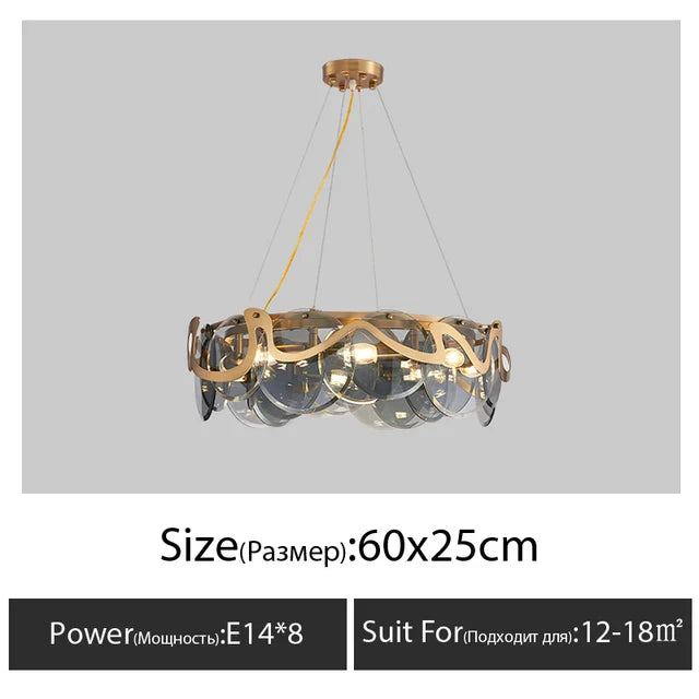 Afralia™ Smoke Grey Glass Ceiling Chandelier: Nordic Light Luxury for Home, Hotel & Dining Room