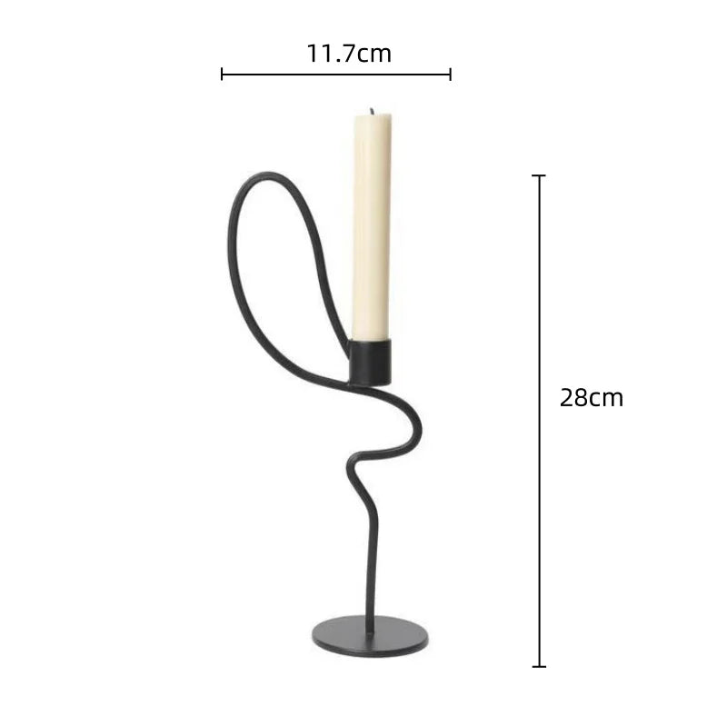 Afralia™ Geometric Black Metal Candlestick Candelabrum - Handcrafted Home Decor & Wedding Centerpiece