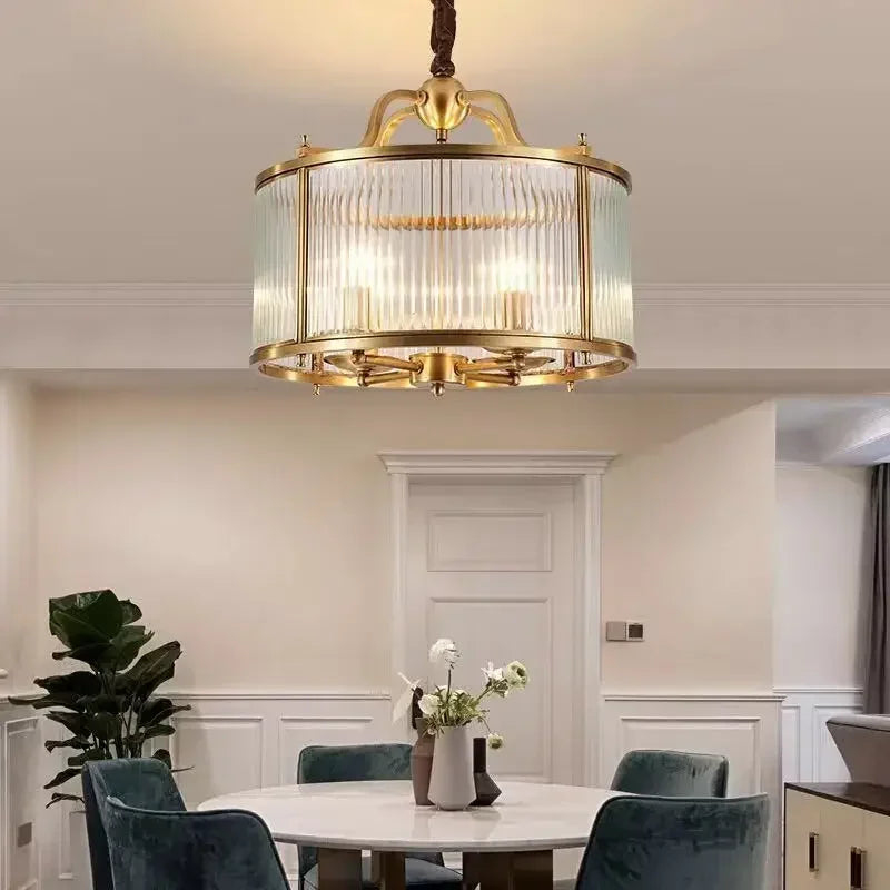 Afralia™ Glass Chandelier: Golden Copper Luxury Ceiling Pendant Light Fixture for Living Room